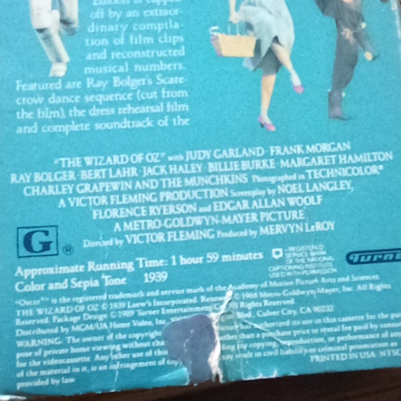 VHS The Wizard of Oz remastered 1989 by MGM - Picture 13 of 14